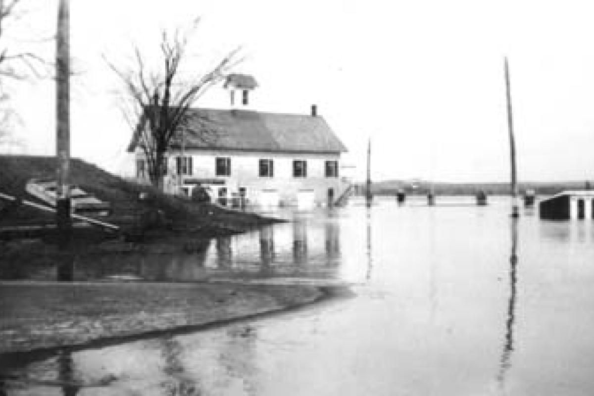Steamboat Dock, March 1936 flooding. Note public bath houses.